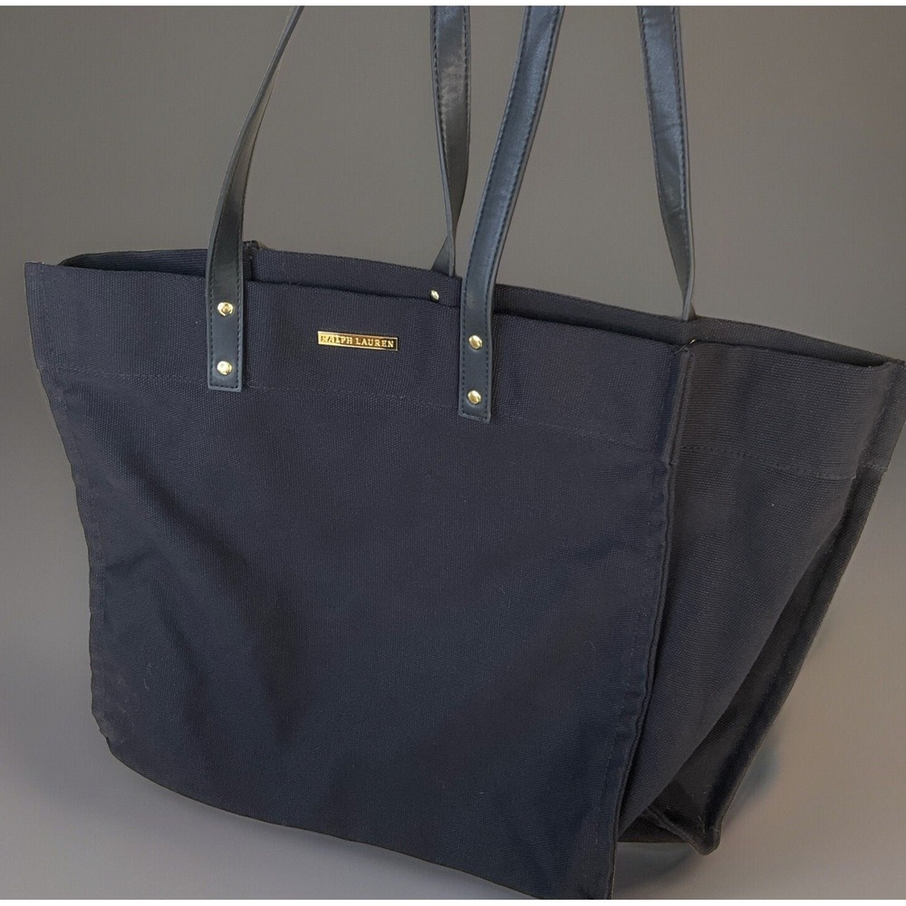 Lauren Ralph Lauren Parfums Canvas Shopper Tote Bag Black Shoulder Handbag Large